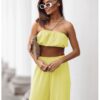 031869ef4c89cbbb94790647f99baad368d87fc7 Stylowy komplet top z szerokimi spodniami MATILDE - bananowy