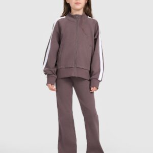 4F Bluza dresowa rozpinana bez kaptura dziewczęca - brązowa 128 (7-8 lat)