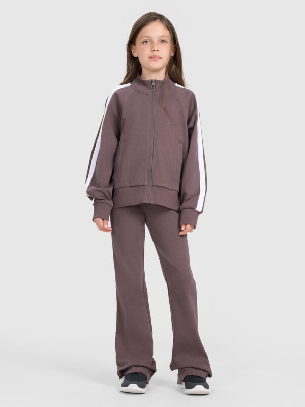 4F Bluza dresowa rozpinana bez kaptura dziewczęca - brązowa 128 (7-8 lat)