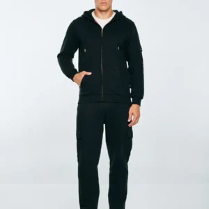 Bluza męska rozpinana z kapturem czarna Jagmur 906