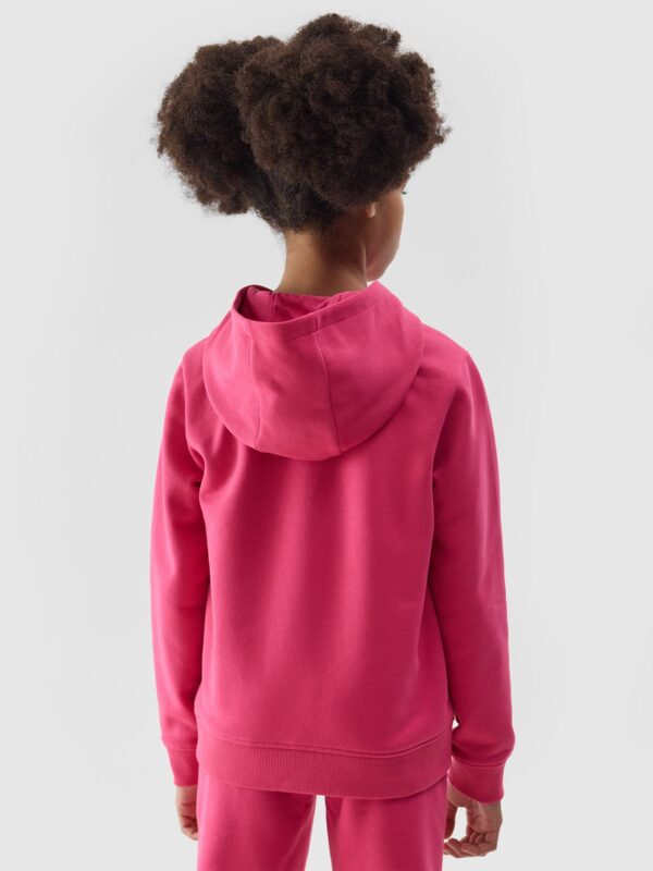 0413683b59b1d8b30506a150efc4f46569f4f969 4F Bluza dresowa rozpinana z kapturem dziewczęca - różowa 164 (13-14 lat)