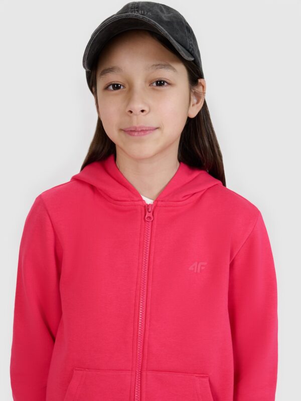 4F Bluza dresowa rozpinana z kapturem dziewczęca - różowa 134 (8-9 lat)