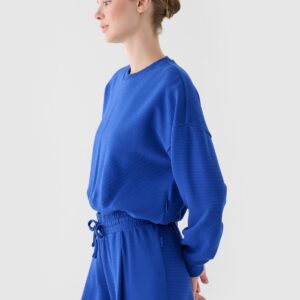 4F Bluza dresowa nierozpinana bez kaptura damska - niebieska