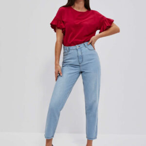 Jeansy mom fit z wysokim stanem błękitne