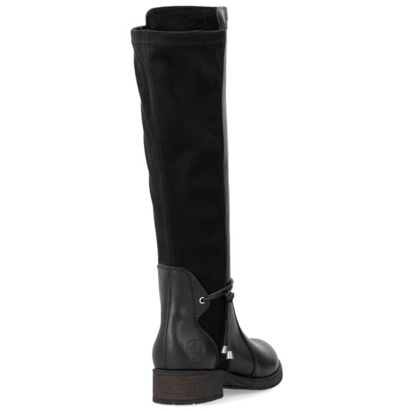 Skórzane kozaki damskie oficerki ocieplane czarne Rieker Z9564-00