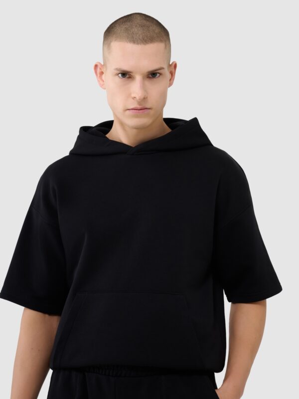 4F Bluza z krótkim rękawem z kapturem męska - czarna