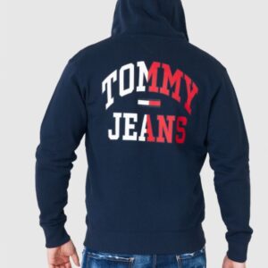TOMMY JEANS Granatowa bluza męska na zamek z dużym logo