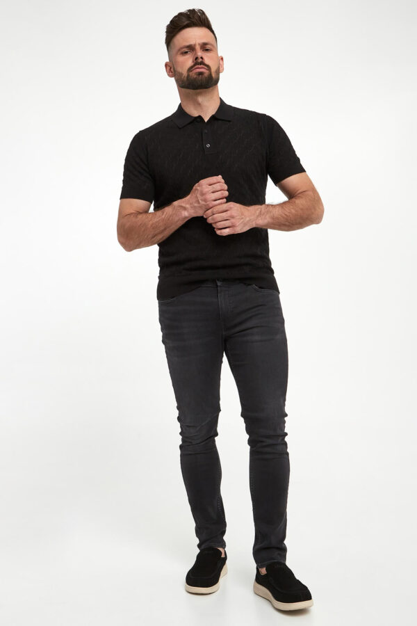 Polo męskie z dzianiny ażurowej KARL LAGERFELD