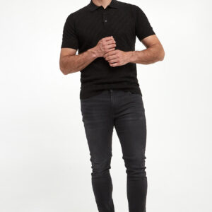 Polo męskie z dzianiny ażurowej KARL LAGERFELD