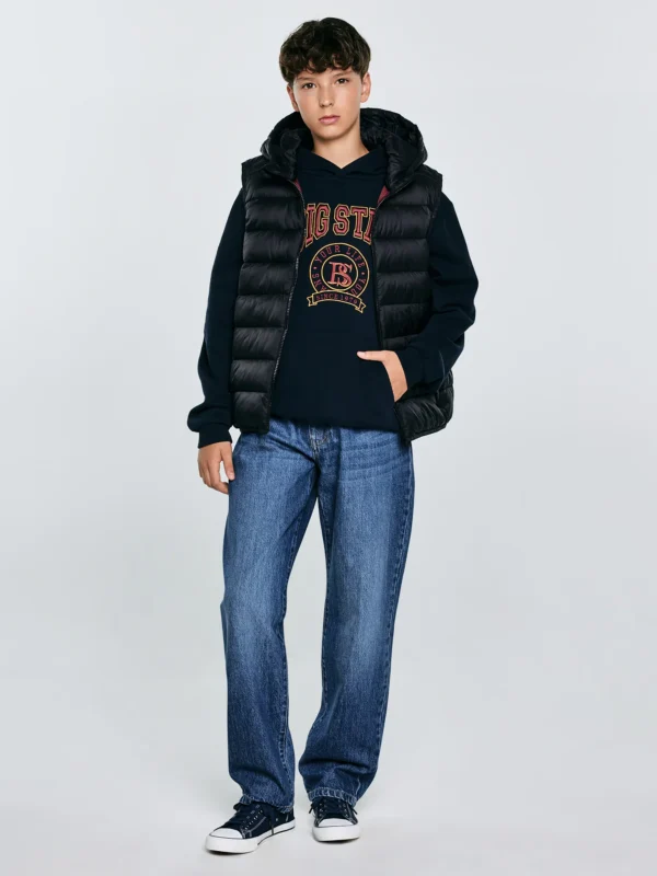 Bluza chłopięca z kapturem z haftem granatowa Liron 403