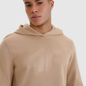 4F Bluza dresowa nierozpinana z kapturem męska - beżowa