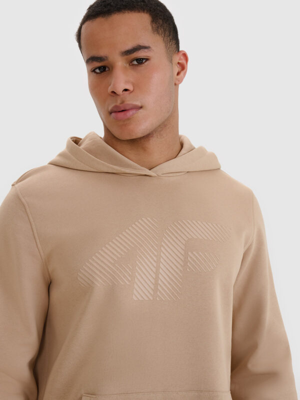 4F Bluza dresowa nierozpinana z kapturem męska - beżowa