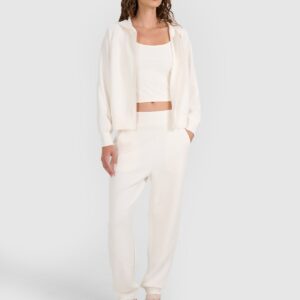 4F Bluza dresowa rozpinana z modalem damska - biała