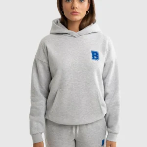 Bluza dziewczęca z kapturem z aplikacją szara Letta 901