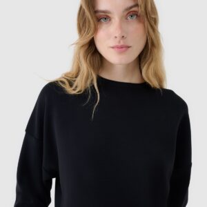 4F Bluza dresowa nierozpinana z modalem damska - czarna