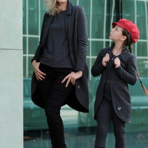 Płaszcz REVOLTER grafit Komplet Mama/Dziecko