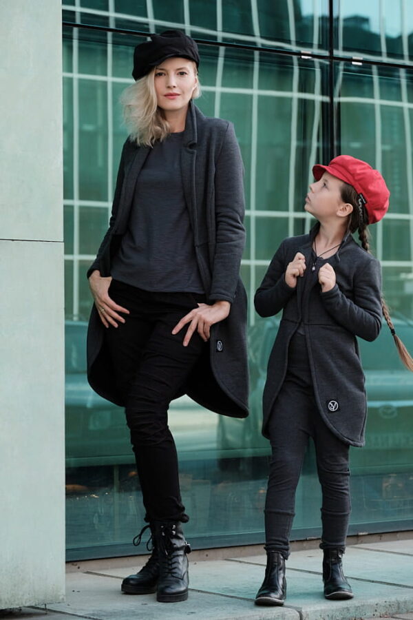Płaszcz REVOLTER grafit Komplet Mama/Dziecko