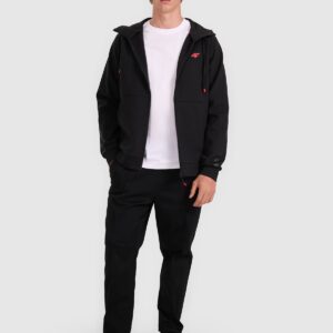 4F Bluza dresowa rozpinana z kapturem męska - czarna