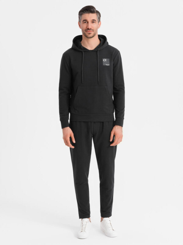 09e118dfd8985f1989f1f37d7aacdc418473276f Komplet dresowy męski bluza z kapturem + spodnie dresowe - czarny V1