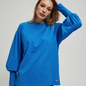 Bluza z bufiastymi rękawami lazurowa
