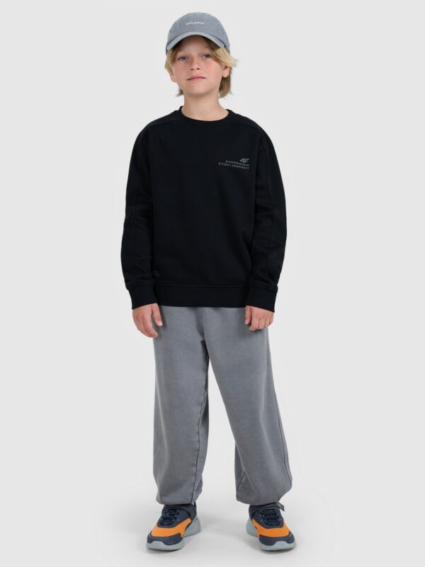 4F Bluza dresowa nierozpinana bez kaptura chłopięca - czarna 140 (9-10 lat)
