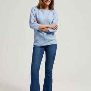 Gładkie jeansy dzwony niebieskie