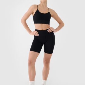 4F Biustonosz treningowy bezszwowy z niskim wsparciem damski - czarny