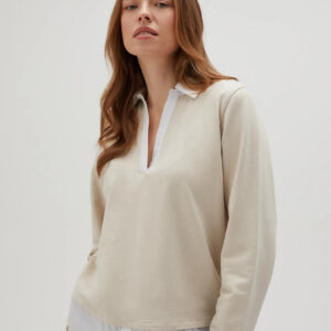 Bluza z kołnierzykiem beżowa