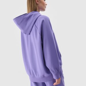4F Bluza dresowa nierozpinana z kapturem damska - fioletowa