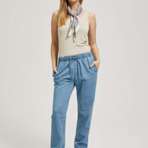 Jeansy z gumą w talii i nogawkach niebieskie