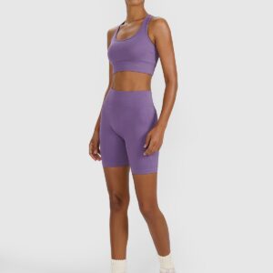 4F Biustonosz treningowy z niskim wsparciem damski - fioletowy