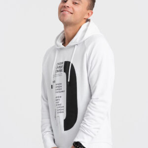 Męska bluza z nadrukiem HOODIE - biała V1