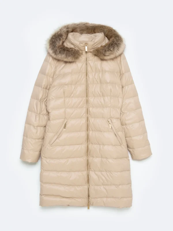 122a6526ecea8bea5ed47d4311e01727318b77c2 Płaszcz damski puchowy pikowany beżowy Rosabel 801