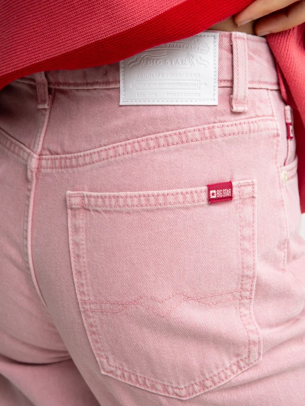 Jeansy damskie z szeroką nogawką różowe Atrea 601