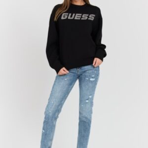 GUESS Czarna damska bluza z cyrkoniami Cecilia