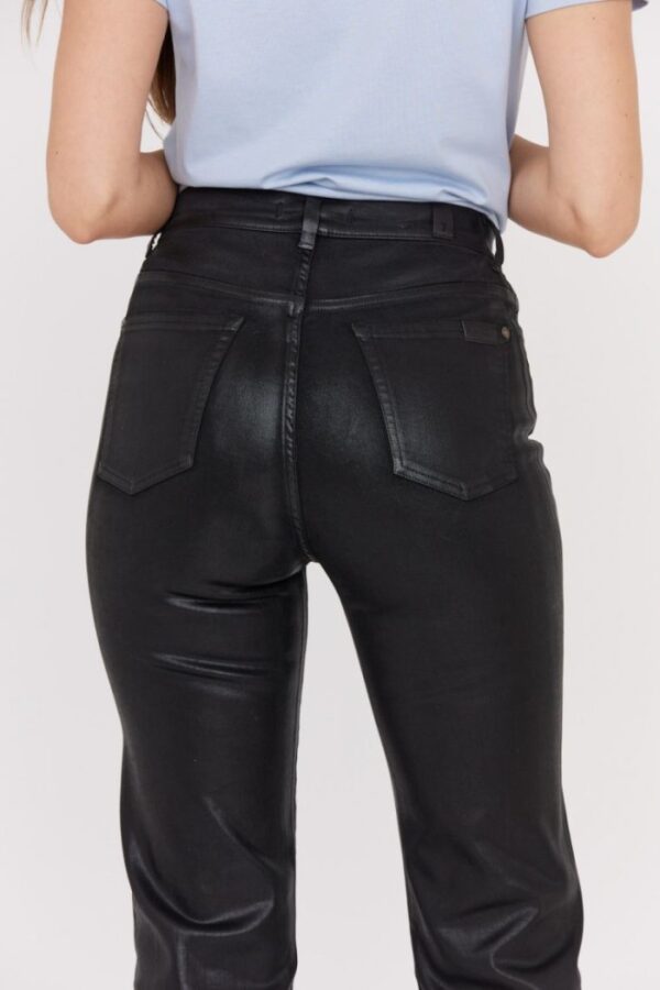 7 FOR ALL MANKIND Czarne błyszczące spodnie damskie Logan Stovepipe Supshicoa