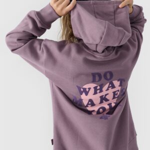 4F Bluza dresowa nierozpinana z kapturem dziewczęca - fioletowa 122 (6-7 lat)