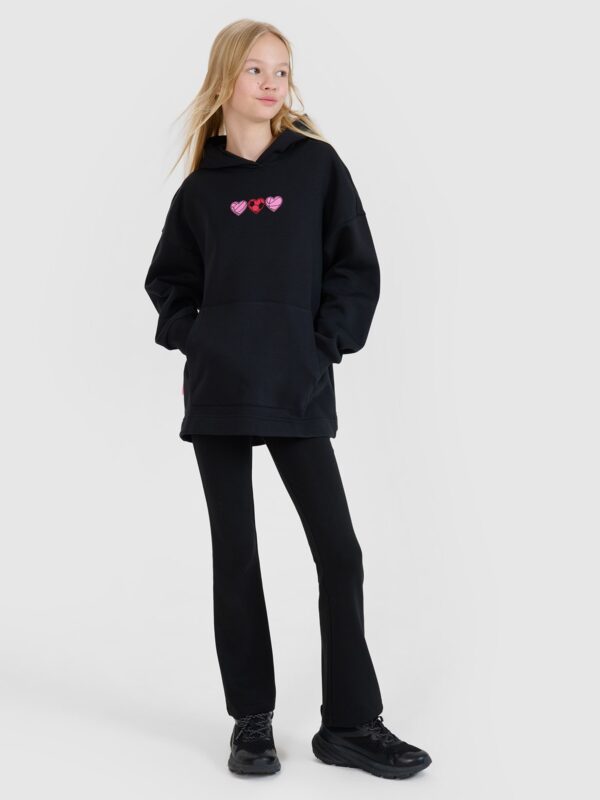 4F Bluza dresowa nierozpinana z kapturem dziewczęca - czarna 158 (12-13 lat)