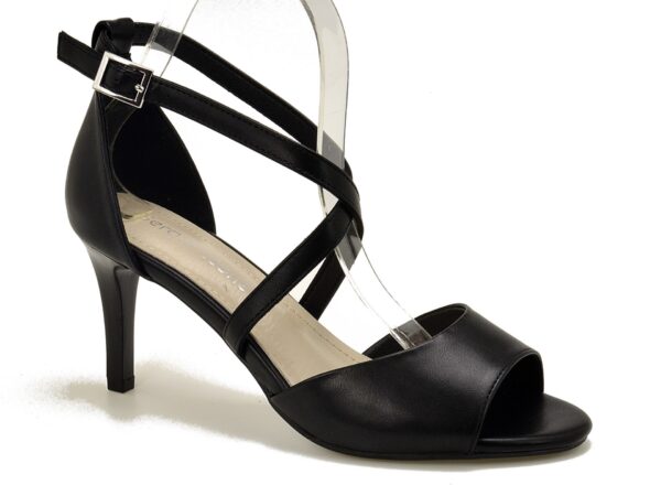 Czarne sandały damskie na szpilce Sergio Leone SK433