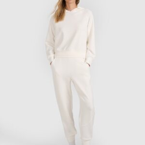 4F Bluza dresowa nierozpinana z modalem damska - biała