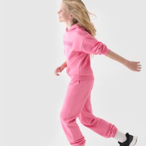 4F Bluza dresowa nierozpinana z kapturem dziewczęca - różowa 164 (13-14 lat)