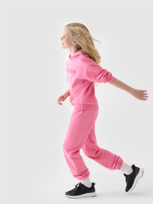 4F Bluza dresowa nierozpinana z kapturem dziewczęca - różowa 164 (13-14 lat)