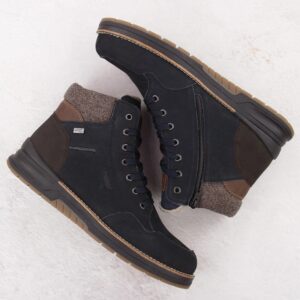 Skórzane wodoodporne trzewiki męskie ocieplane granatowe 32344-14