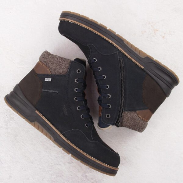 Skórzane wodoodporne trzewiki męskie ocieplane granatowe 32344-14