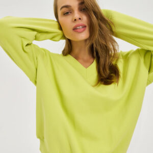 Bluza z dekoltem w serek limonkowa