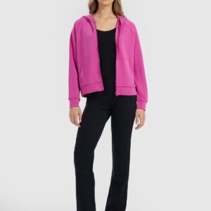 4F Bluza dresowa rozpinana z modalem damska - różowa