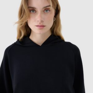 4F Bluza dresowa nierozpinana z modalem damska - czarna