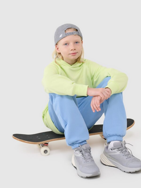 4F Bluza dresowa nierozpinana z kapturem chłopięca - zielona 122 (6-7 lat)