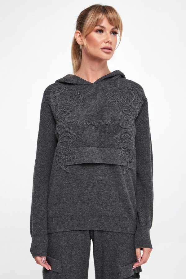 Sweter damski wełniany z kapturem ERMANNO FIRENZE