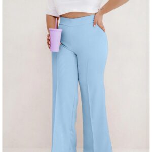 WP eleganckie szerokie spodnie plus size - błękitne